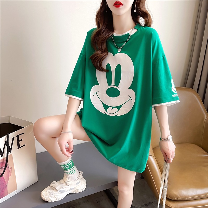 Pregnant woman blouses female T-shirt loose in long version summer clothes out of fashion Fashion Suit Summer Thin short sleeves Two sets