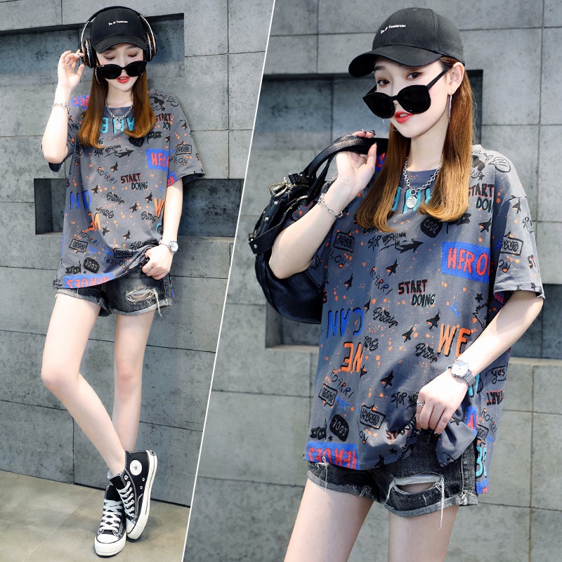 Pregnant Woman Suit Summer Style Fashion Out Korean version Short sleeves Summer loose pure cotton T-shirt shorts Two sets of damp