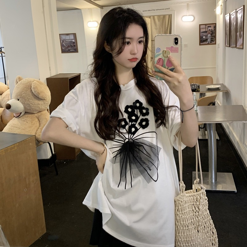 Pregnant woman T-shirt loose with long version loose large size casual going out of fashion Fashion Money Suit Blouse Blouse Summer Thin summer