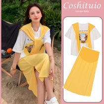Pregnant women set 2021 summer clothes new fashion models thin cotton summer thin summer out two sets