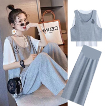 Pregnant womens tops womens summer suits fashion New Tide mom short sleeves Net red out summer sports leisure summer