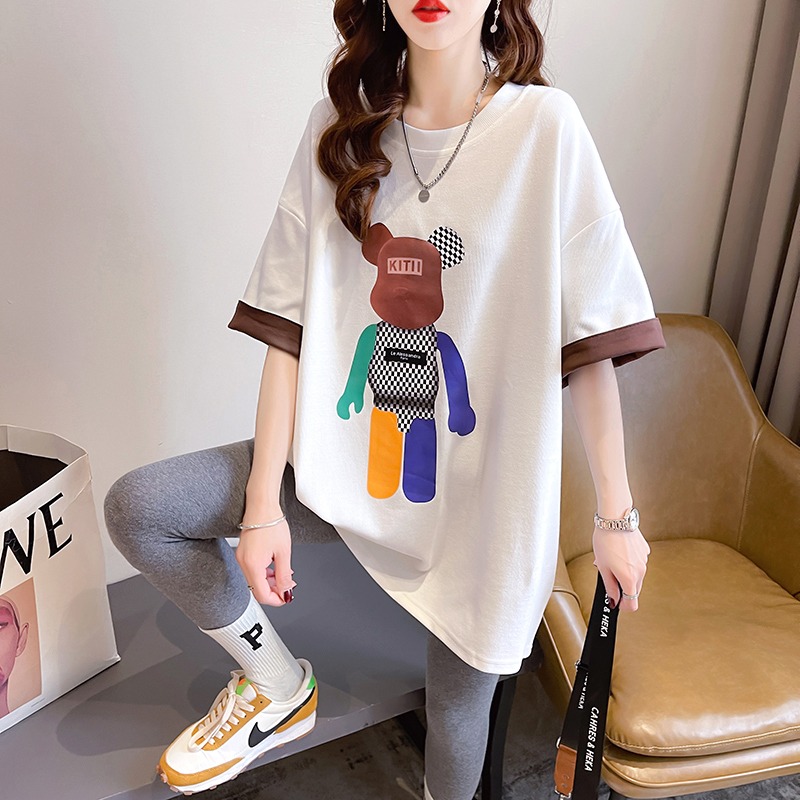 Gestational Woman Dress T-shirt Summer Clothing Blouse Women Short Sleeve Summer Thin out suit Fashion style The long version of summer Chauma
