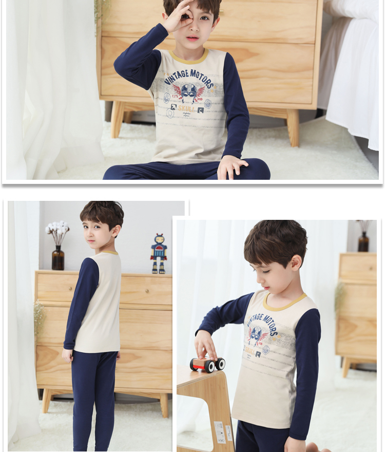 Bộ đồ lót cotton của trẻ em InBron cho bé trai mùa thu và mùa đông ấm áp mùa thu quần áo học sinh thanh niên chạm đáy quần áo trẻ em 10 tuổi