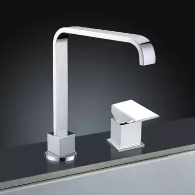 Pool two-hole two-hole all-copper hot and cold faucet Desktop two-piece washbasin basin faucet Porous faucet set