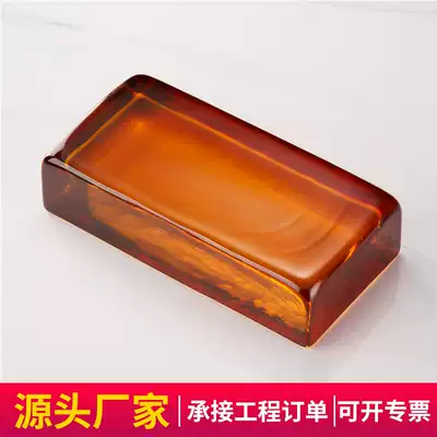 Transparent silver-plated crystal brick Ultra-white solid glass brick Partition wall perforated square glass block frosted crystal brick