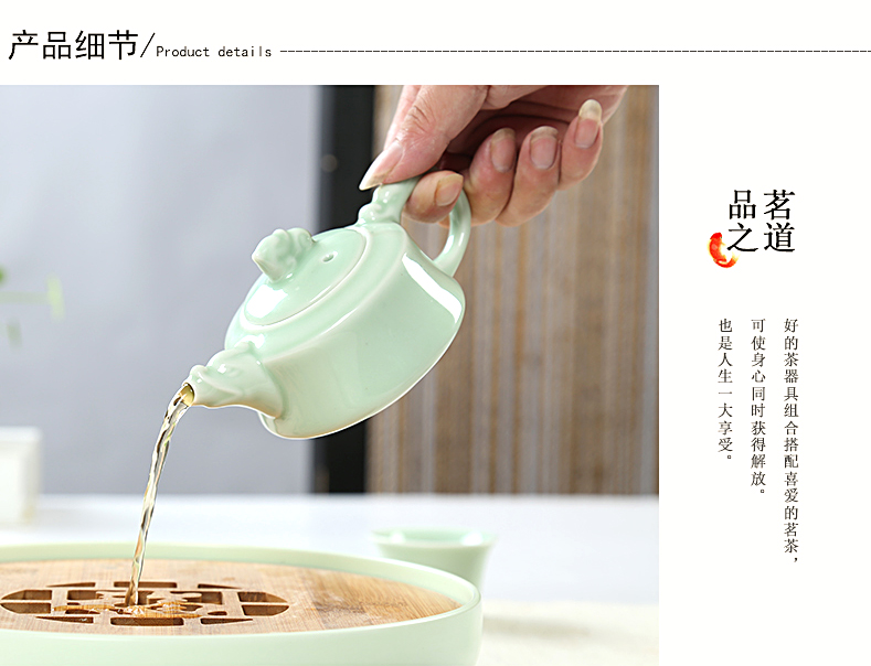 Bộ ấm trà gốm sứ Long Tuyền Bộ Bộ tách trà Kung Fu Bộ ấm trà Bộ ấm trà Chén trà Cup Cup Cup tách uống trà