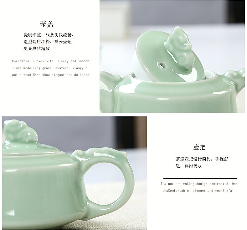 Bộ ấm trà gốm sứ Long Tuyền Bộ Bộ tách trà Kung Fu Bộ ấm trà Bộ ấm trà Chén trà Cup Cup Cup tách uống trà