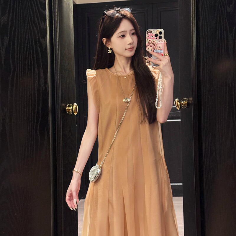 Fisherman【Orange Mist Dream】Designer Haute Couture/Imported Bubble Gauze Exquisite Slimming Dress