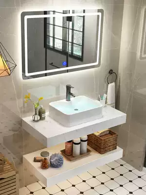 Nordic bathroom cabinet small apartment marble face wash basin bathroom cabinet combination dressing room washbasin