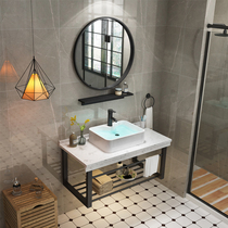 Nordic bathroom cabinet combination hotel marble washbasin modern simple small apartment sink cabinet combination