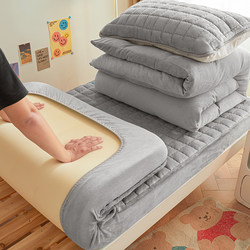 Student Dormitory Milk Velvet Three-Piece Bed Set with Fitted Sheet, Winter High School and College Single Bed Fleece-Lined Thickened Duvet Cover