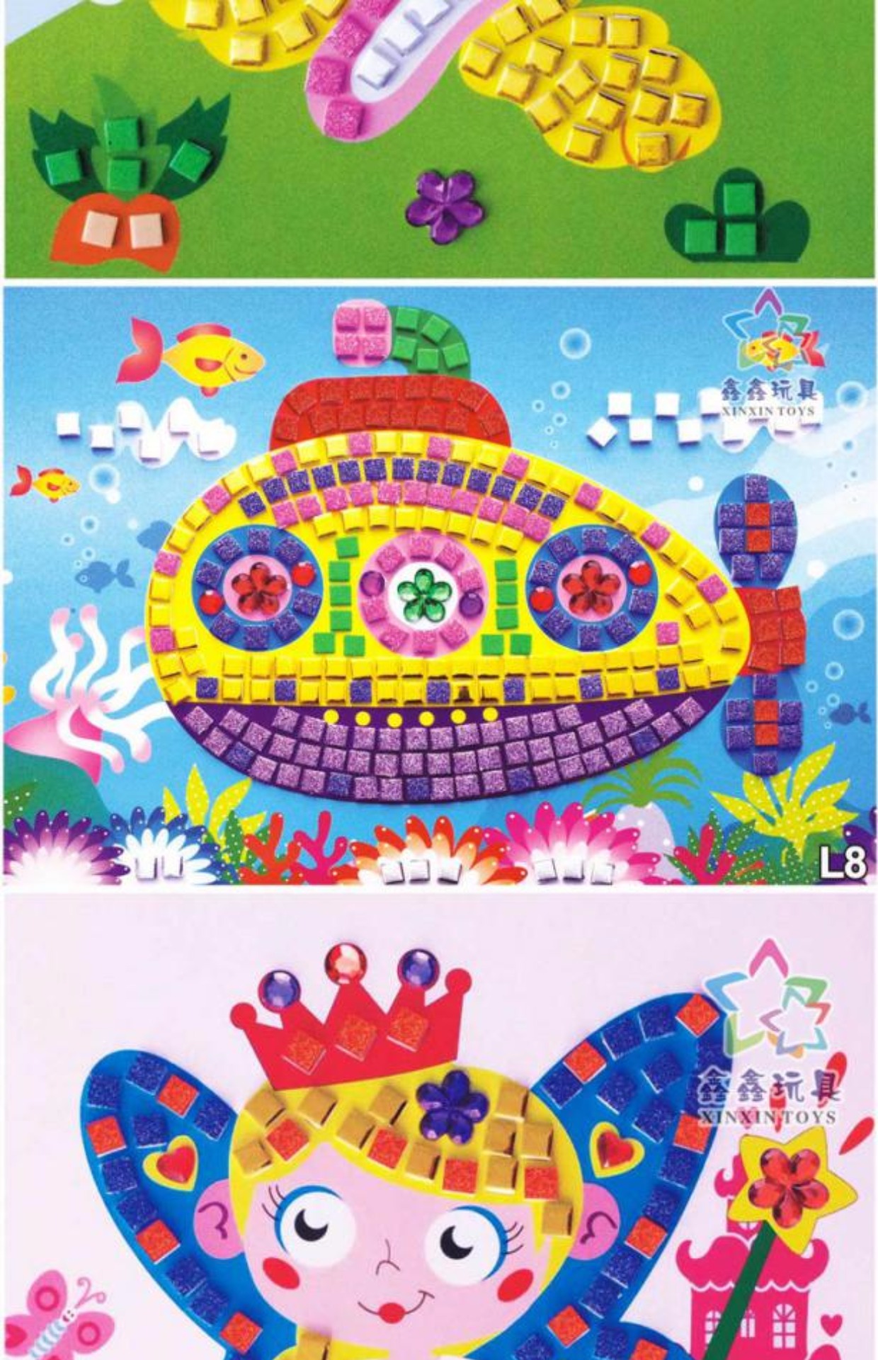 L series 12 miếng dán kim cương sáng bóng khảm ba chiều dán dán trẻ em sáng tạo DIY handmade cách làm đồ dùng đồ chơi tự tạo