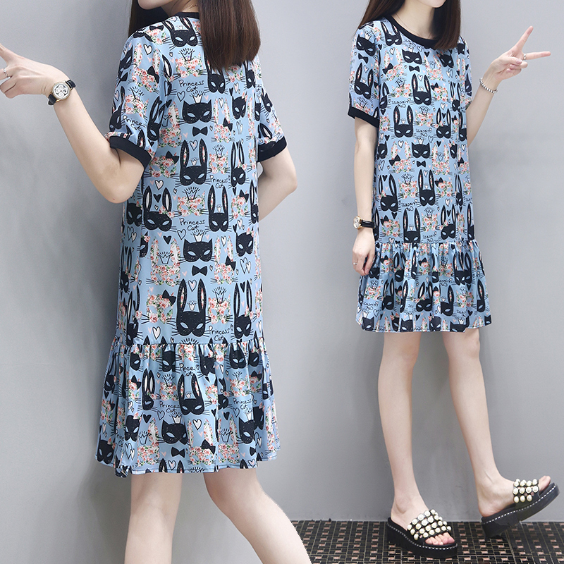 Summer dress of a thin dress female 2023 new animal printing loose temperament in the long chiffon skirt