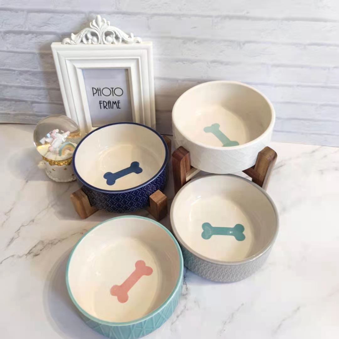 Outlet Ceramic Dog Food Water Bowl Cat Food Basin Pet Supplies Dog Cat single bowl Grain Basin Dog Kitty Bowl to protect the cervical spine