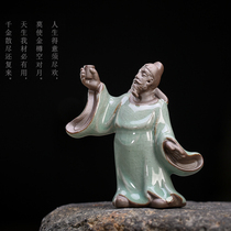 Creative ceramic character Li Bai tea table desktop Zucai small ornaments fish tank bonsai landscaping accessories decoration Chinese style