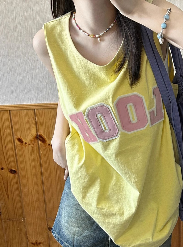 Cotton Vest for Women, New Summer Design, Niche Chic Hong Kong Style, Unique Embroidered Sleeveless T-Shirt Top ins Trendy