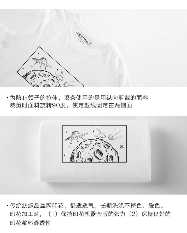 Thiết kế GESIMAO Thiết kế sóng văn bản Đơn giản cotton gốc in áo thun ngắn tay thủy triều nam và nữ - Cộng với kích thước quần áo áo kiểu nữ đẹp