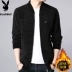 Playboy mùa đông ấm áp áo len nam áo len cardigan Hàn Quốc cộng với áo khoác nhung dày áo khoác thủy triều áo len cardigan nam Cardigan