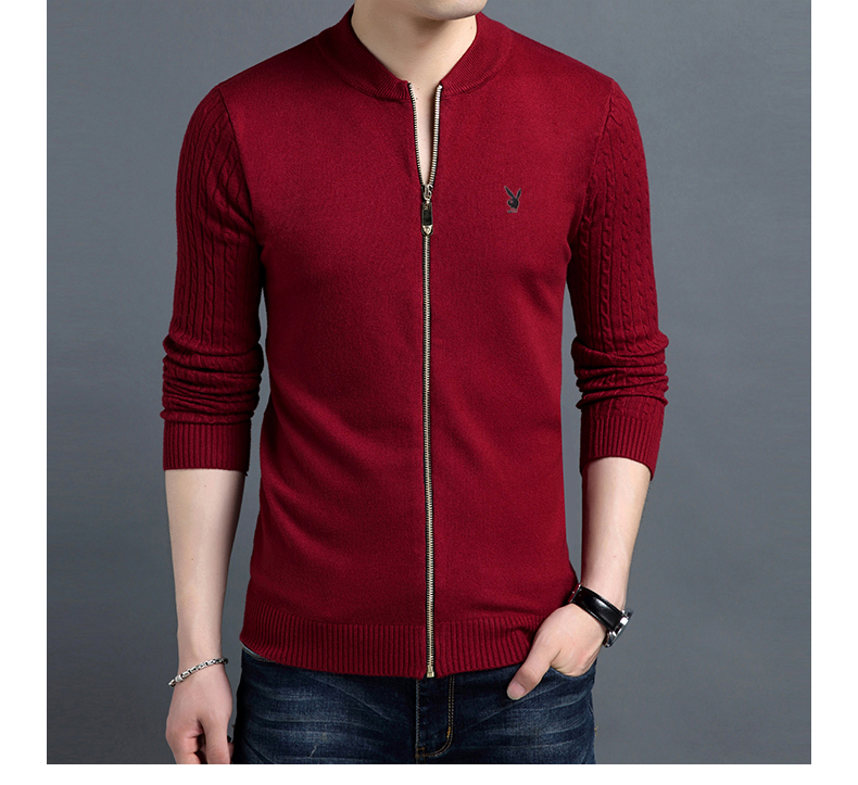 Playboy áo len mùa thu mới nam đứng cổ áo cardigan phiên bản Hàn Quốc của áo len tự trồng thanh niên áo len nam áo nam đẹp