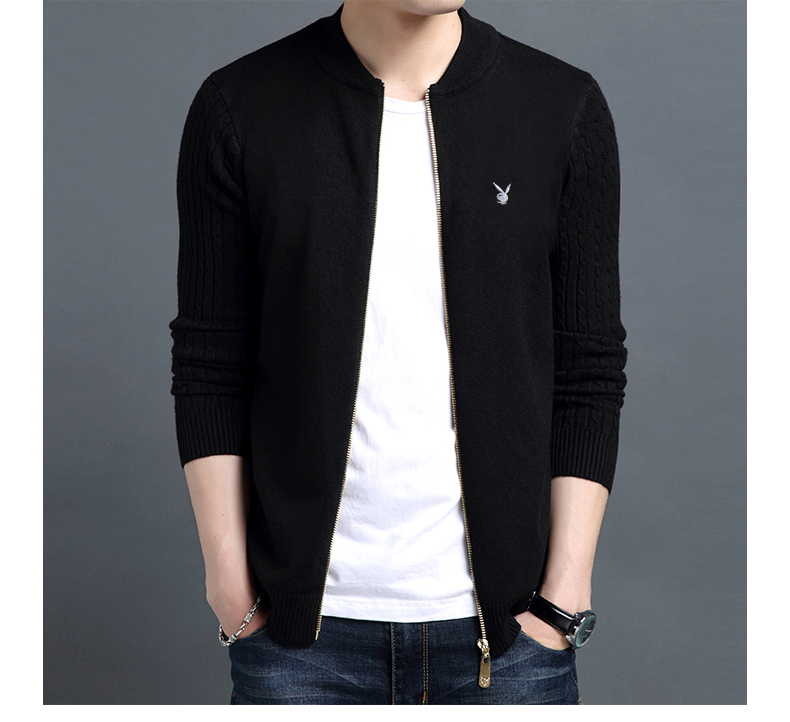 Playboy áo len mùa thu mới nam đứng cổ áo cardigan phiên bản Hàn Quốc của áo len tự trồng thanh niên áo len nam áo nam đẹp