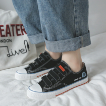 ins breathable 100 lap magic appliqued canvas shoes boys low help students lovers shoes Korean version trendboard shoes casual flat bottom