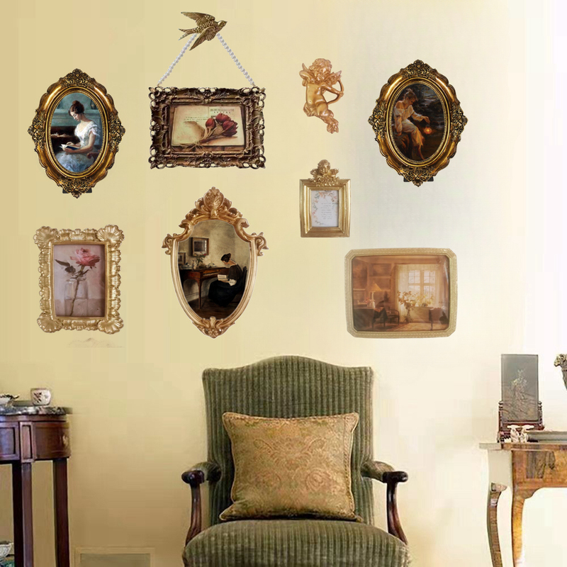 European Retro Palace Style Combination Photo Frame Background Wall Living Room Hanging Painting Bedroom Nostalgic Mural American Decorative Picture Frame