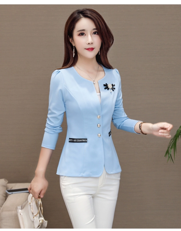 Mùa xuân và mùa thu mới của phụ nữ mỏng Phiên bản Hàn Quốc của bộ đồ nhỏ phụ nữ trẻ trung giản dị cỡ lớn áo mùa thu áo mỏng