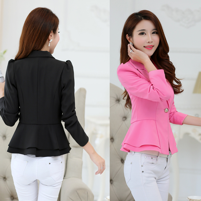 Spring and Autumn Women's Clothing, Korean Style Ruffled Small Suit, Slim Fit Blazer, One-Button Long-Sleeved Small Suit