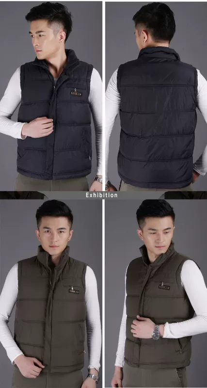 Mùa xuân và mùa thu tải áo vest nam trung niên cộng với phân bón XL bố tải xuống áo vest cotton ấm áp