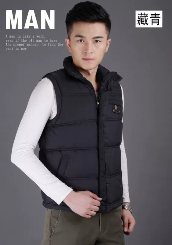 Mùa xuân và mùa thu tải áo vest nam trung niên cộng với phân bón XL bố tải xuống áo vest cotton ấm áp