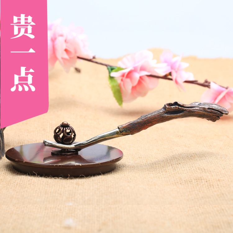 Pure copper pot lid fork Japanese retro pot fork iron pot accessories kung fu tea set tea art decoration handmade branch pot clamp