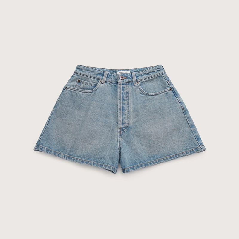 Vintage Cotton Long Bamboo-Woven Washed Distressed Slimming Denim Shorts for Women