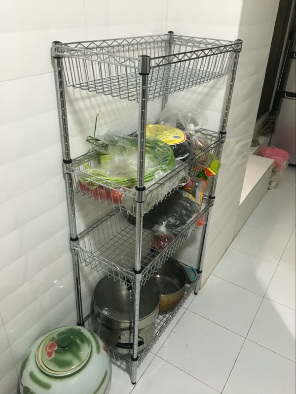 Japan Purchase Kitchen Floor Shelve Stainless Steel Multifunction no-show Steel Place Style Home Multilayer Containing Vegetable Racks