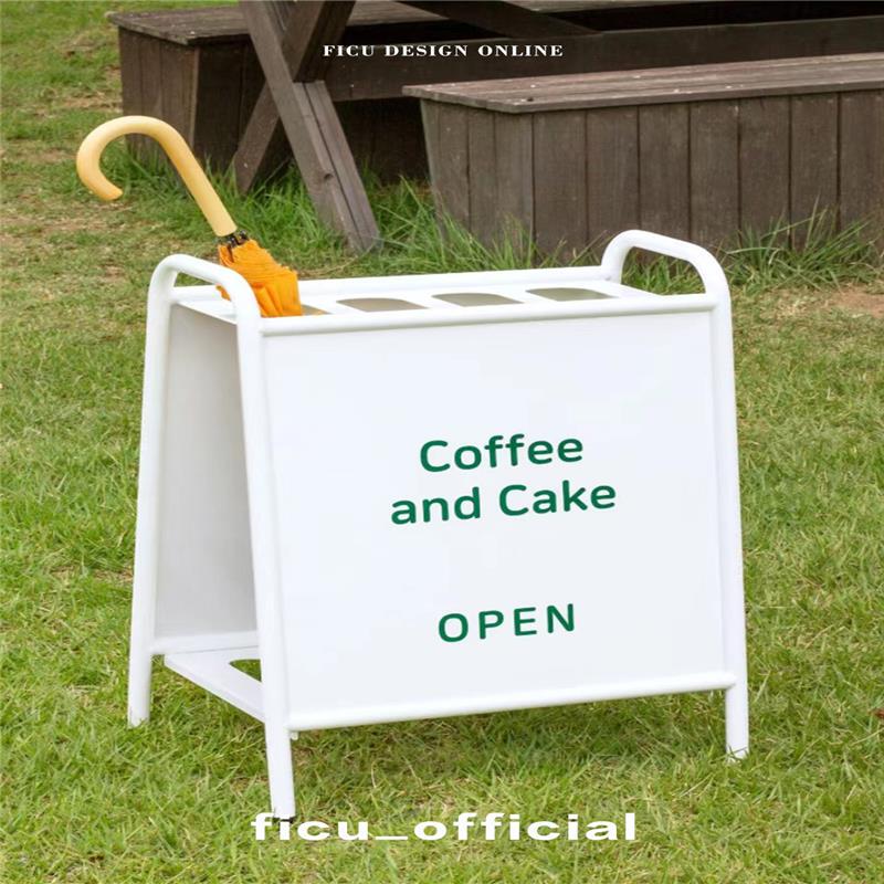 Korean Internet Celebrity Coffee Shop Umbrella Stand Floor-Standing Display Rack at the Entrance, Small Outdoor Metal Sign with Paint Finish