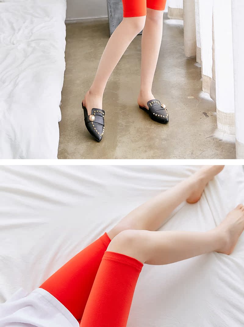 Quần legging năm điểm màu đỏ nữ mùa hè mỏng mặc hoang dã mùa hè khiêu vũ kích thước lớn quần an toàn chống ánh sáng cắt quần - Quần tây thường quần tây nữ đẹp