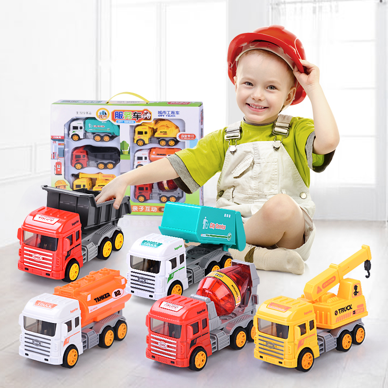 Baby 1 toy car boy pull back car inertia car engineering car children 3-7 years old digging car model set