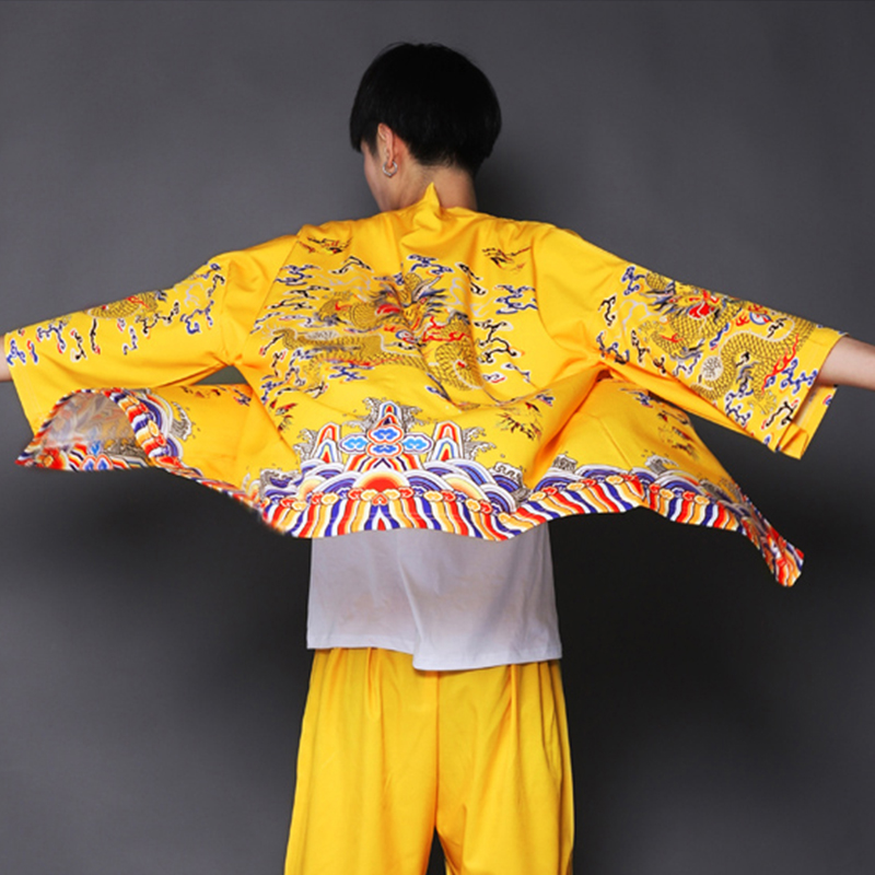 gió của Trung Quốc retro áo vàng nam áo choàng rồng thiết cổ đường gió áo Han váy quần áo hoàng đế và kimono quần áo hiệu suất