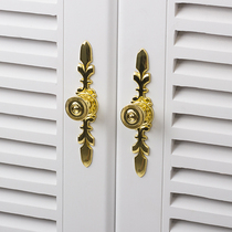 American old antique flower handle European clothes kitchen cabinet door bookshelf drawer gold decoration single hole small handle