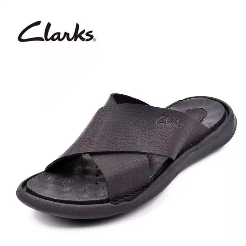 Clarks Men's Shoes, Summer Men's Genuine Leather Slip-On Slippers, Non-Slip Casual Beach Shoes, Lightweight and Comfortable Clarks Men's Shoes, Summer Men's Genuine Leather Slip-On Slippers, Non-Slip Casual Beach Shoes, Lightweight and Comfortable