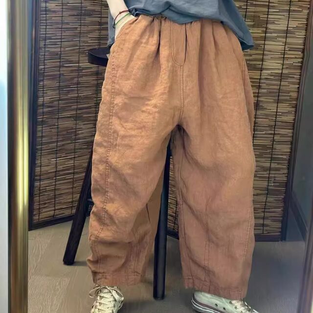 100% linen casual ninth pants ສໍາລັບແມ່ຍິງ