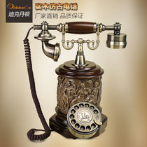 European classic old-fashioned solid wood turntable phone creative antique rotary dial home wired fixed phone landline phone landline