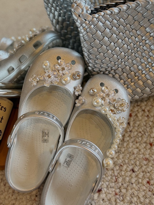 Flower-Shaped Shoe Charms for Crocs, Decorative Ballet Silver Accessories