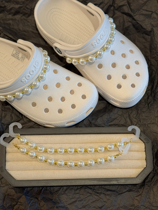 "Golden Pearl Chain" Crocs Shoe Accessories Shoe Charms Shoe Buckles Compatible with Crocs Chain DIY
