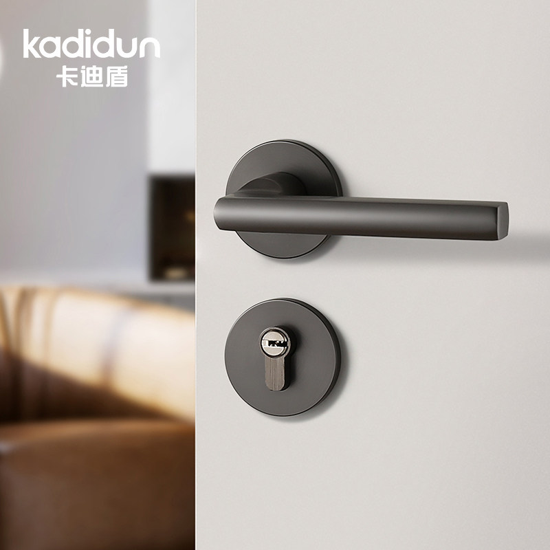 Modern gray-black door lock indoor bedroom door lock wooden door lock room two-piece door handle mute magnetic suction door lock