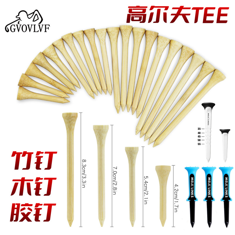  Golf Tees Wooden Bamboo Tee Ball Holders Bulk Natural Wood Color Golf Tees Colorful Magnetic Plastic Holder