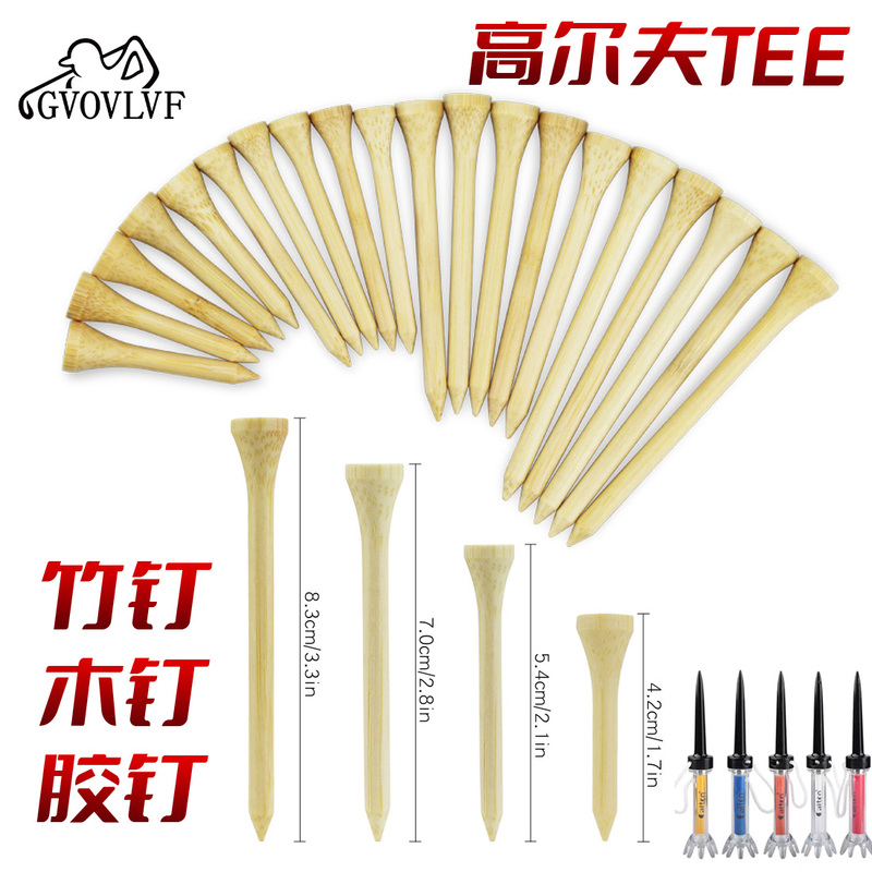  Golf Tees Wooden Bamboo Tee Ball Holders Bulk Natural Wood Color Golf Tees Colorful Magnetic Plastic Holder