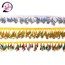 Gold and silver color water droplets sequin gold coin ribbon belly dance Indian dance accessories lace stage performance clothing accessories