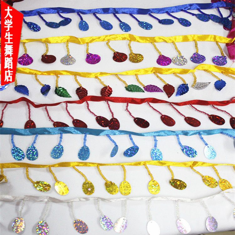 Colorful Oval Pendant Flake Lace Laser Small Hanging Pearl Stage Clothing Accessories National Lace Pendant Pieces Silk Ribbon