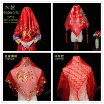 Xiuhe red veil scarf wedding red hijab Western style Chinese bride HIPPA headscarf mesh embroidery