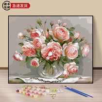 New diy digital oil painting oil painting hand painted coloring landscape living room large decorative painting 40*50 blooming roses